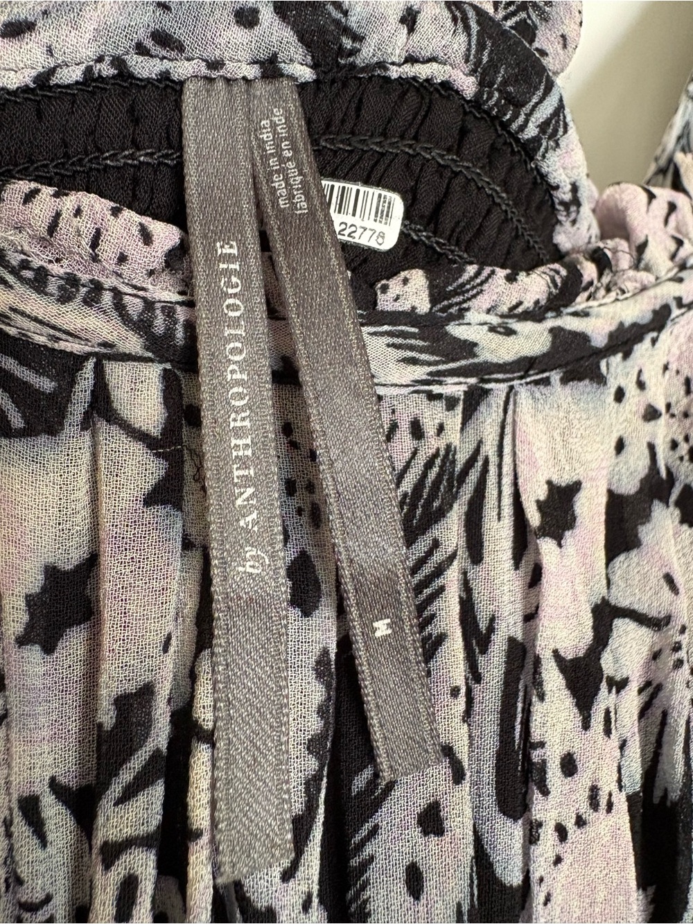 Anthropologie Black and Cream Floral Midi Dress - Picture 3 of 6